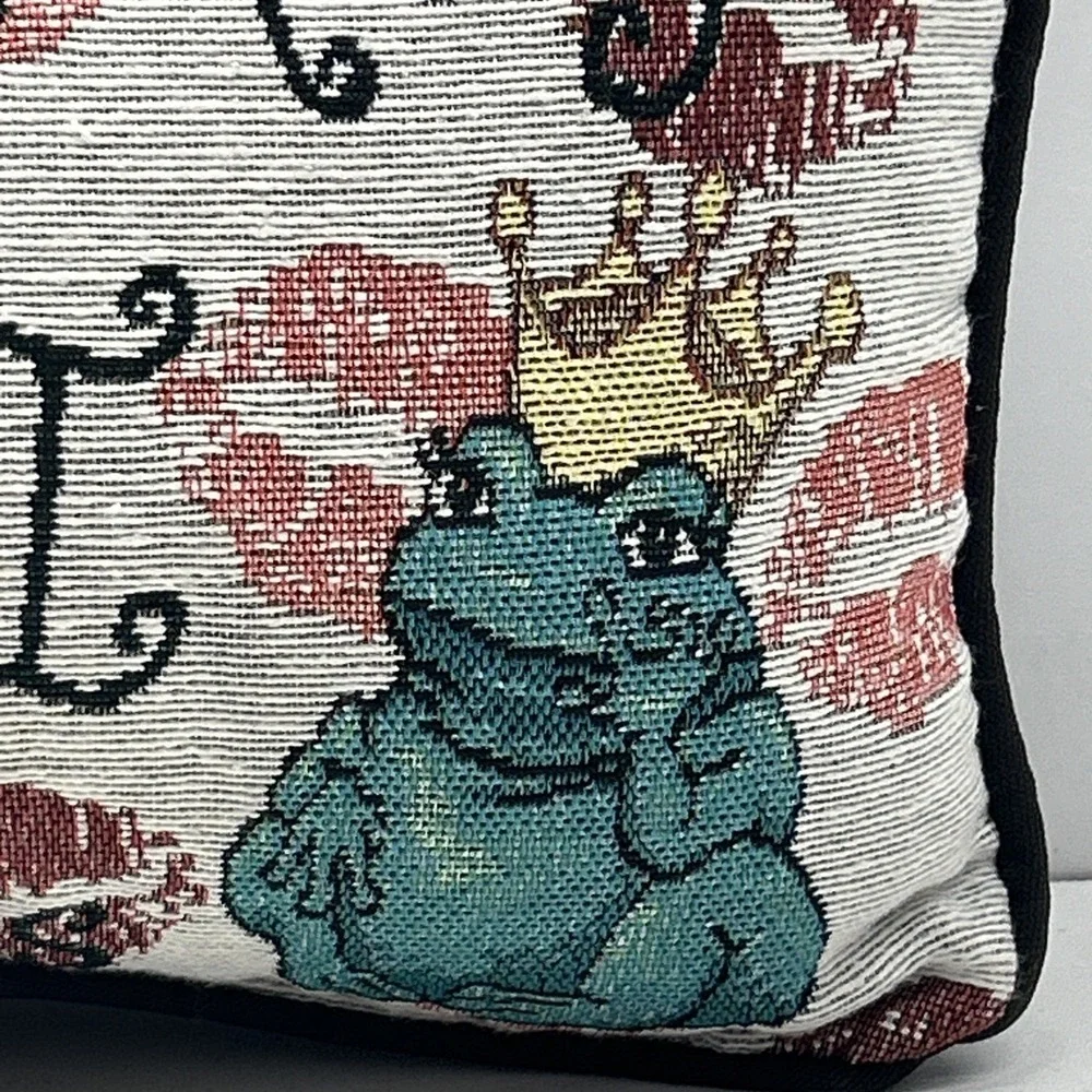 Vintage Frog Prince Tapestry Just How Many Do I Kiss Throw Cushion 12